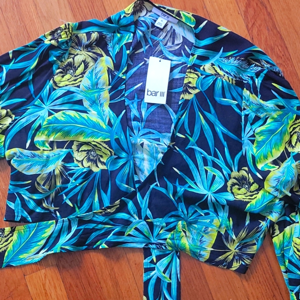Bar III tropical wrap top. Crop top.